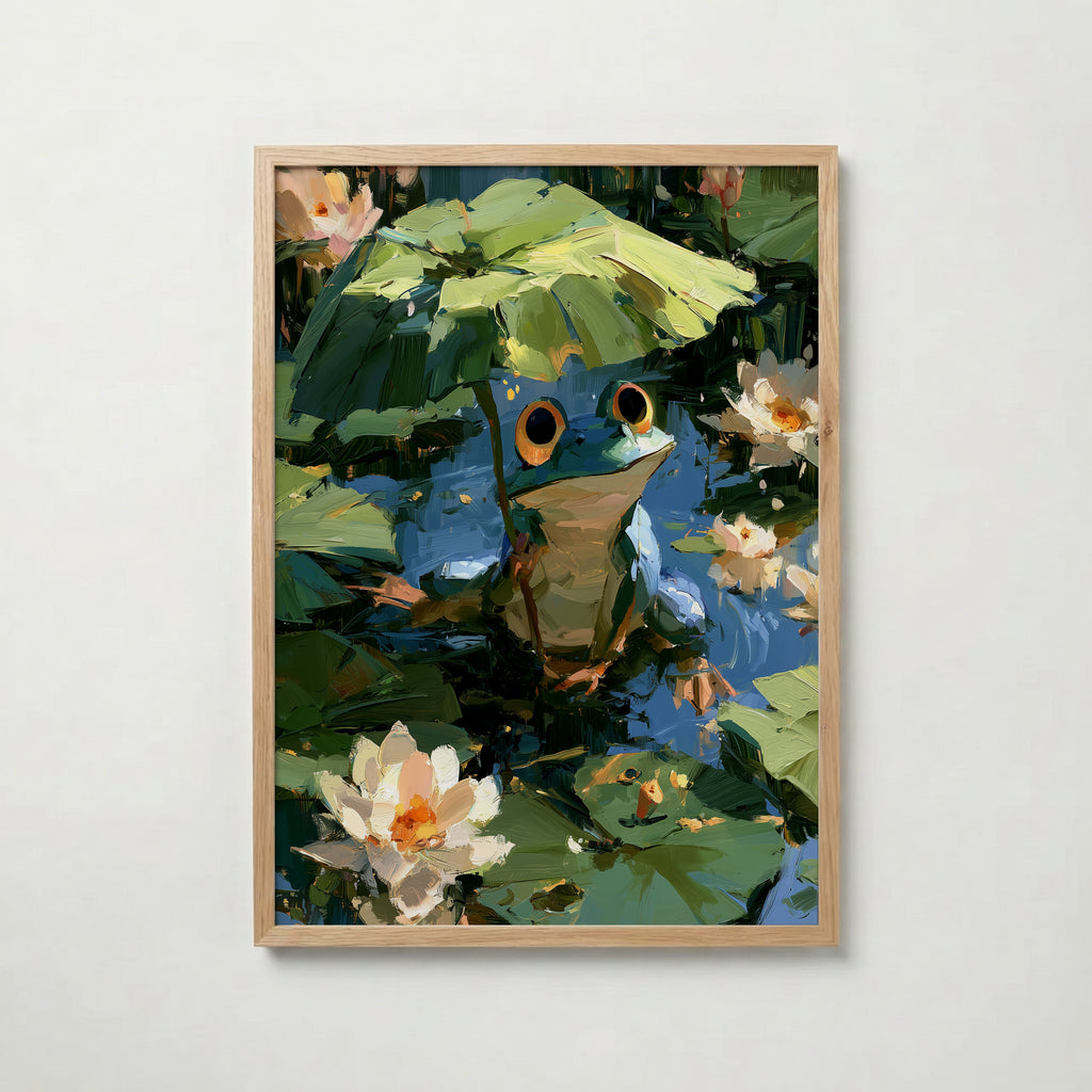 Frog in the Lily Pond Poster i ek-ram fran Bozetto
