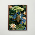 Frog in the Lily Pond Poster i valnotsram fran Bozetto