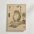 Evening Shower Frog – stilfullt konsttryck från Bozetto, tryckt på matt finpapper