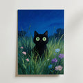 Verdant Night Cat – stilfullt konsttryck från Bozetto, tryckt på matt finpapper i hög tryckkvalitet