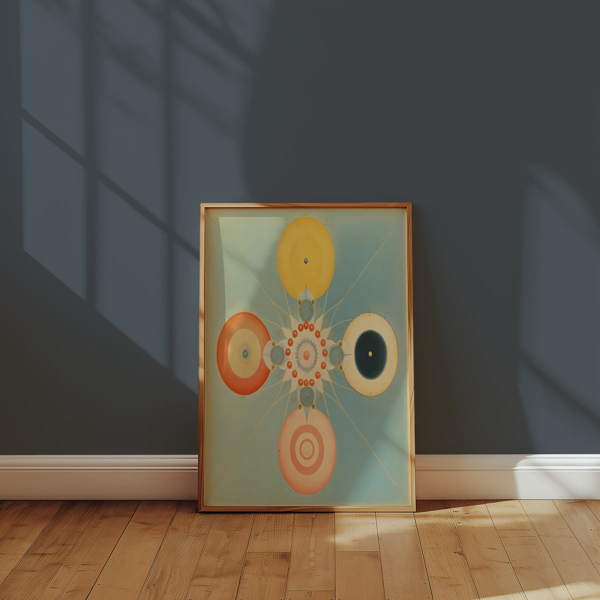 Hilma af Klint The Four Worlds affisch på vägg i inrett rum – Bozetto poster i hög kvalitet