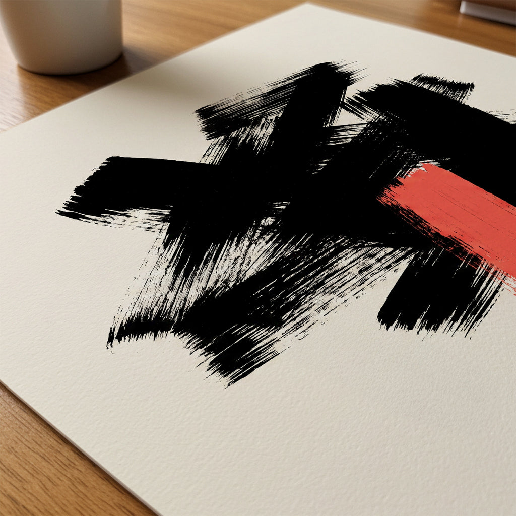 Ink & Coral Poster – närbild på papper