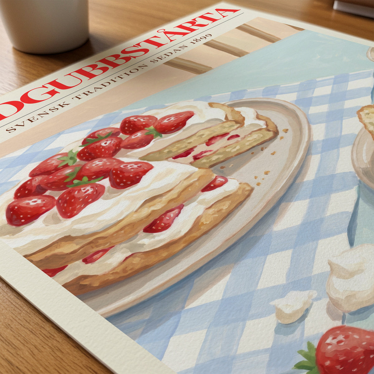 Jordgubbstårta Poster på skrivbord - Bozetto