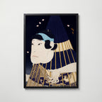 Kabuki Spirit Poster i svart ram, japanskt träsnitt från Bozetto