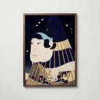 Kabuki Spirit Poster i valnötsram, kabukimotiv med paraply, fri frakt över 499 kr