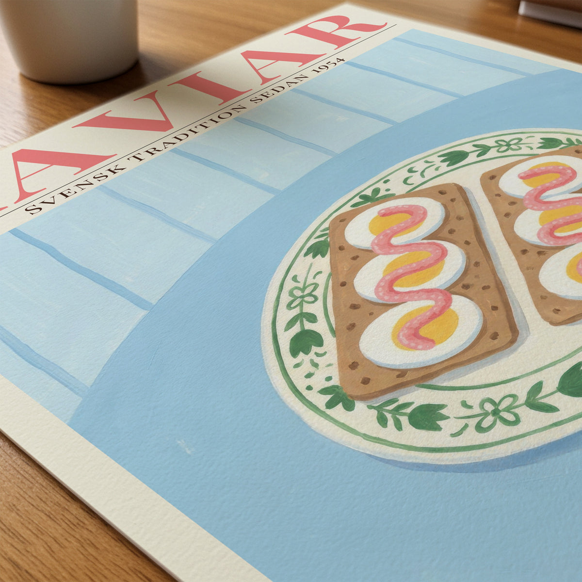 Kaviar Knäckebröd och Ägg poster på skrivbord från Bozetto i hög kvalitet