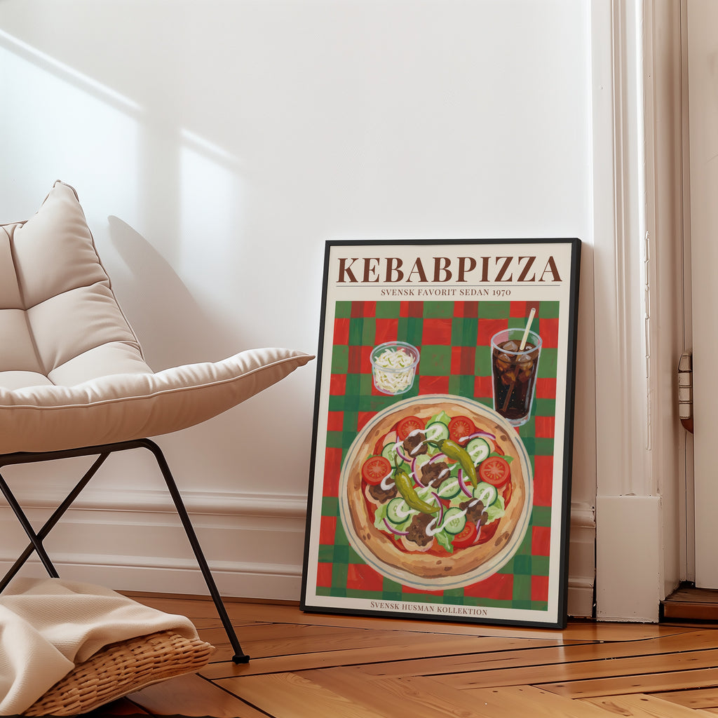 Kebabpizza poster i inrett rum – Bozetto konsttryck i hög tryckkvalitet