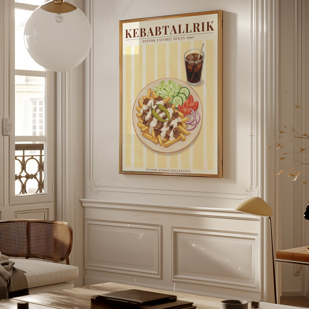 Kebabtallrik poster i stilren inredning – Bozetto konsttryck i hög tryckkvalitet
