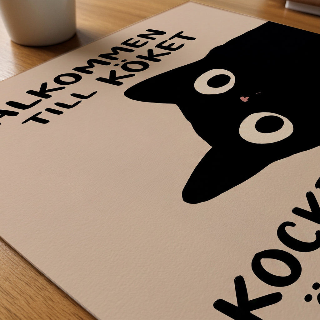 Kocken Är En Katt Poster – närbild på papper
