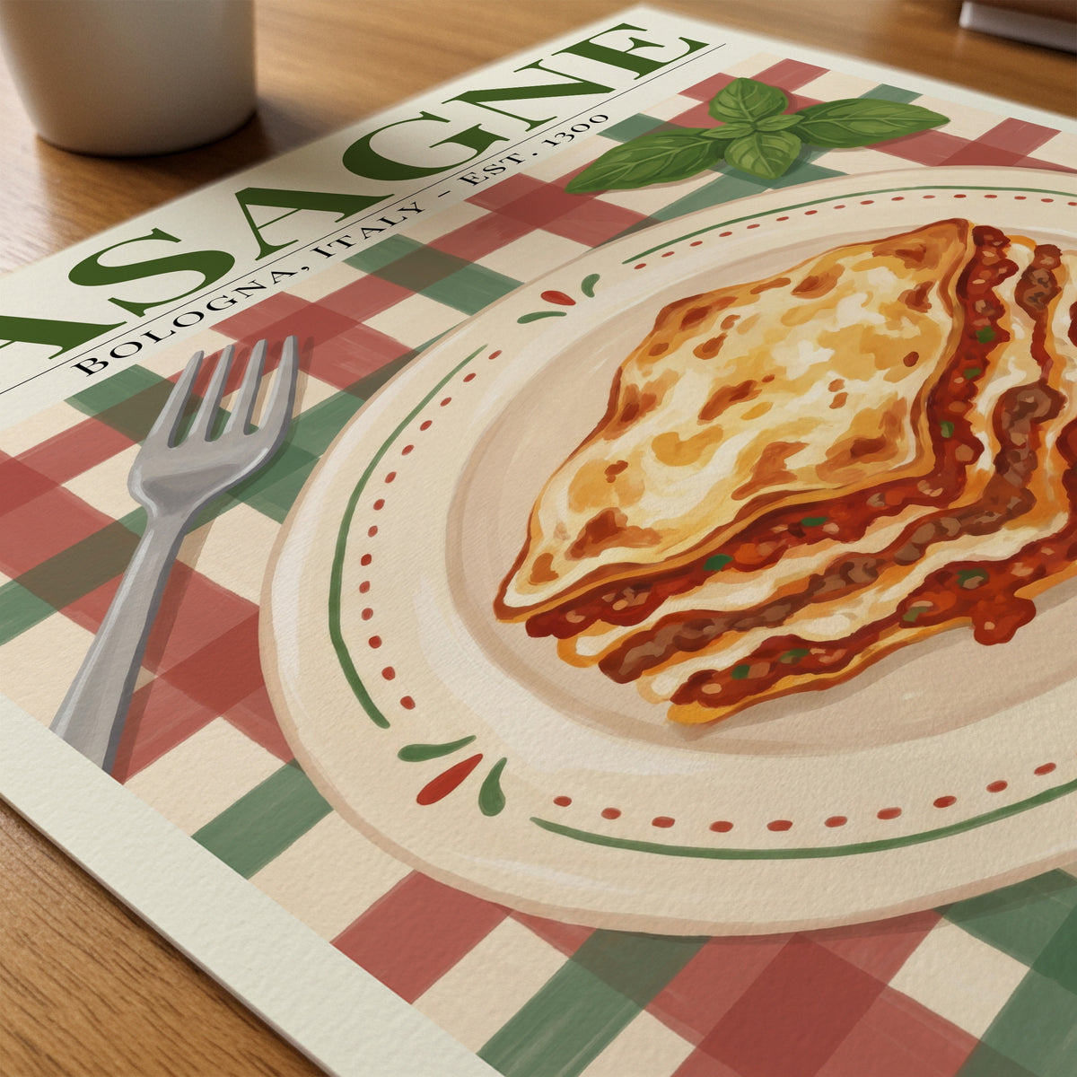 Lasagne affisch på skrivbord – Bozetto poster på matt finpapper i hög tryckkvalitet