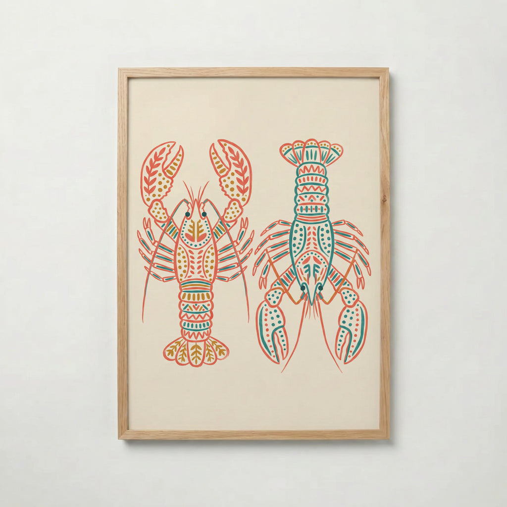 Folk Art Lobsters Poster – ekram