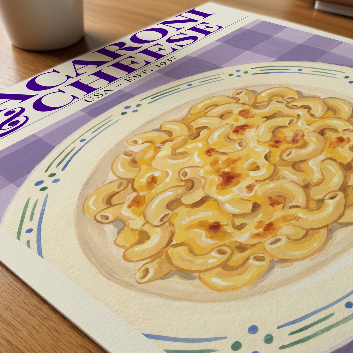 Macaroni & Cheese poster på skrivbord – Bozetto affisch i hög tryckkvalitet