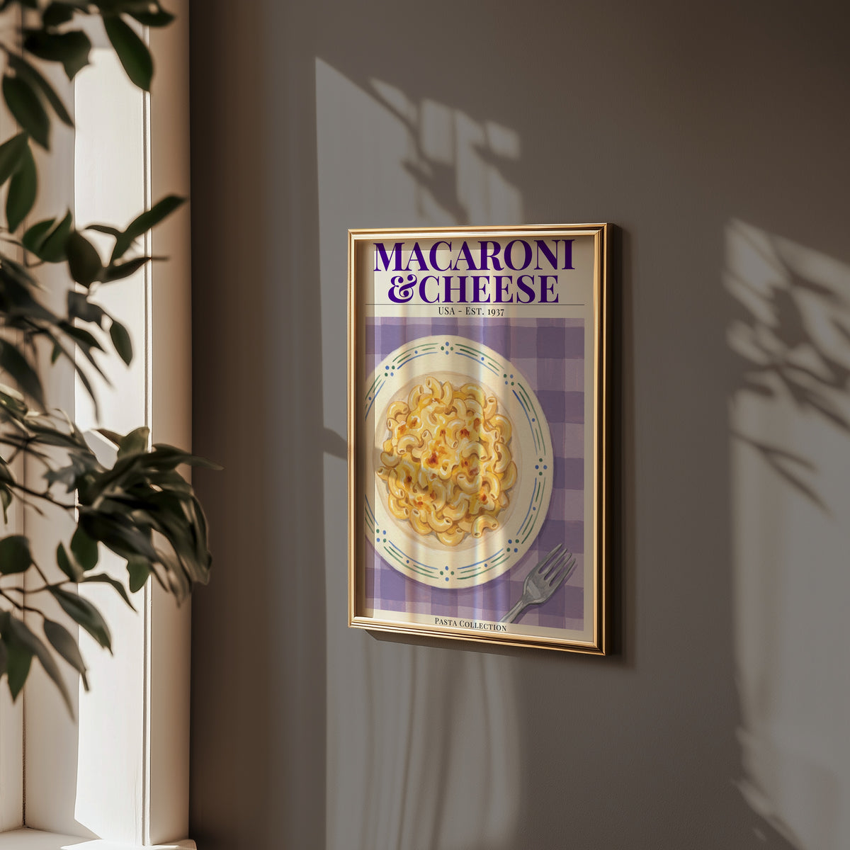 Macaroni & Cheese poster i inramad miljö på vägg – Bozetto konsttryck i hög kvalitet