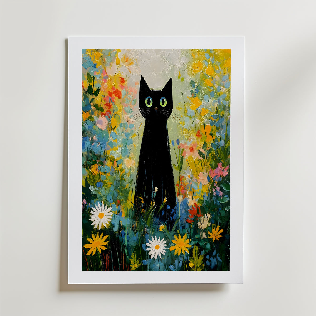 Midnight Garden Cat Poster – med passepartout
