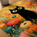 Midnight Bloom Cat poster pa skrivbord, konstverk utan passepartout - Bozetto konsttryck