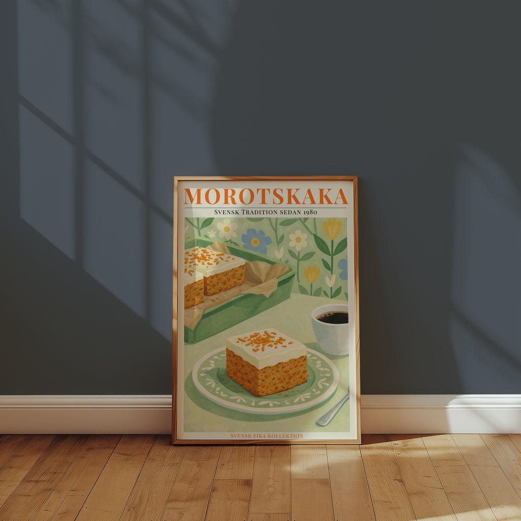 Morotskaka poster på vägg i hemmiljö – Bozetto konsttryck i hög tryckkvalitet