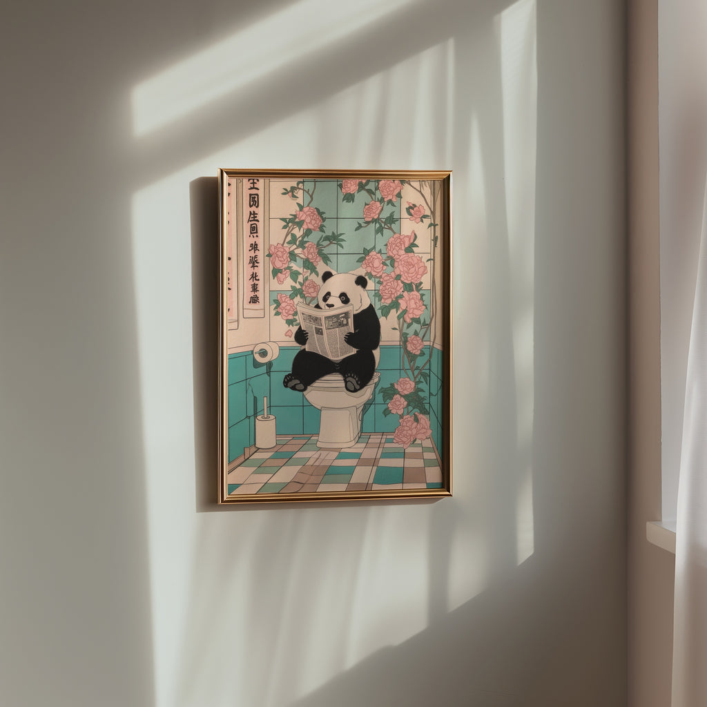 Morning Routine Panda affisch i ram i modernt hem - Bozetto