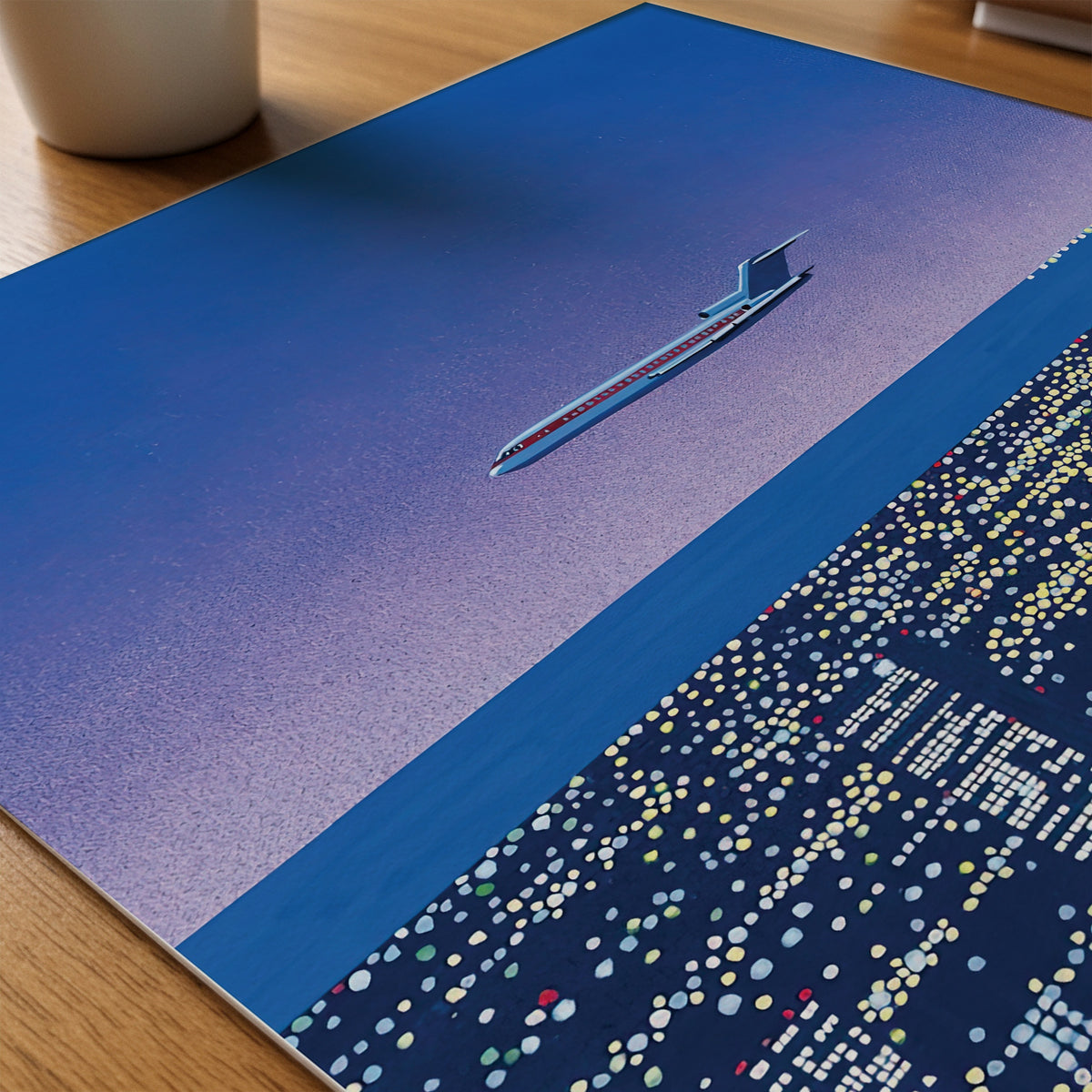 Hiroshi Nagai Twilight Flight poster som papper på skrivbord (paper_desk) – konsttryck från Bozetto i hög kvalitet