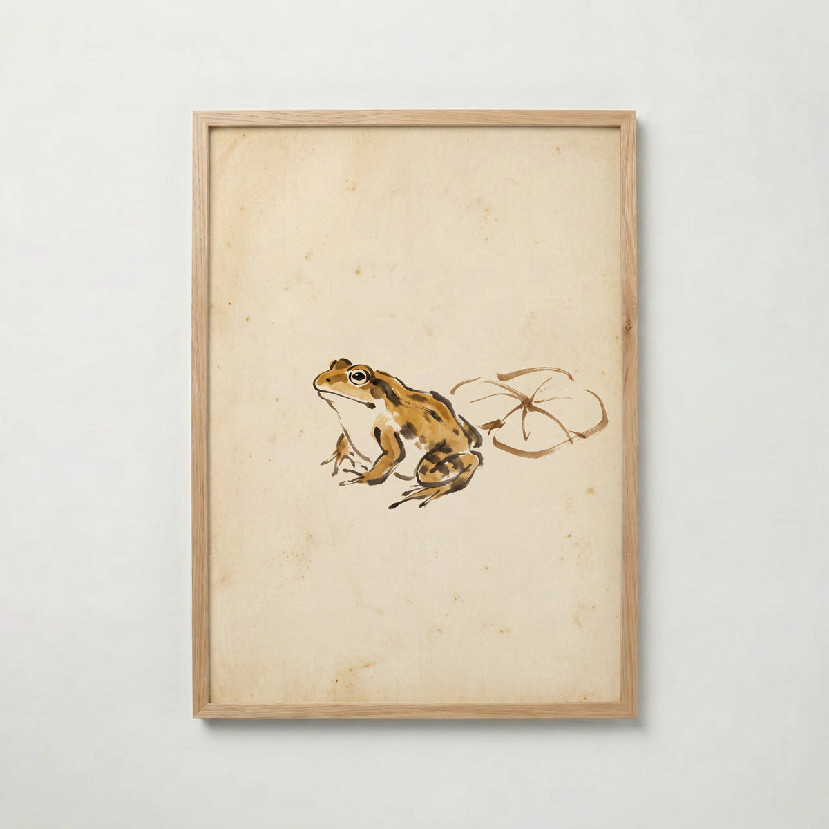 Ochre Zen Pond Poster i ekram med varm bläckgroda och lotusblad