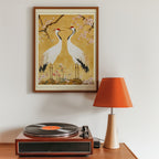Oriental Crane Garden poster i stilren interiör – Bozetto