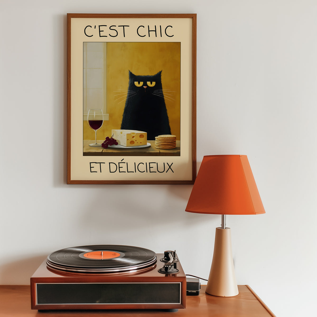 French Gourmet Cat poster på vägg i inrett rum – Bozetto affisch i hög kvalitet