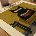 Quiet Reading Cat konsttryck på skrivbord – Bozetto poster i hög kvalitet