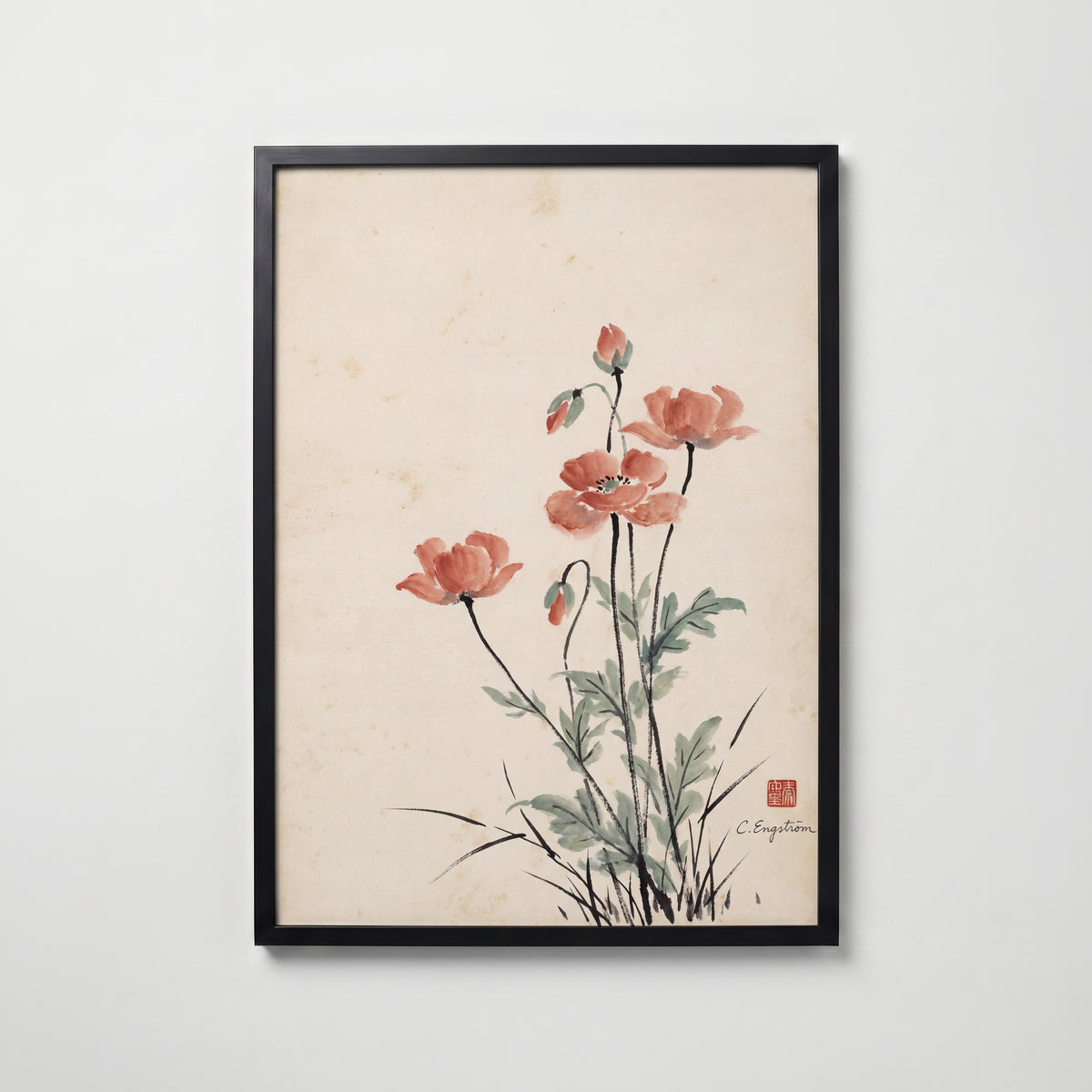 Poppies By Caroline Engström – svart ram
