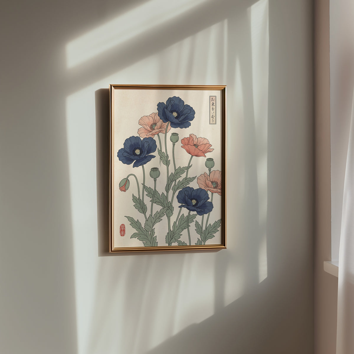 Indigo Poppies Poster – i rum 2