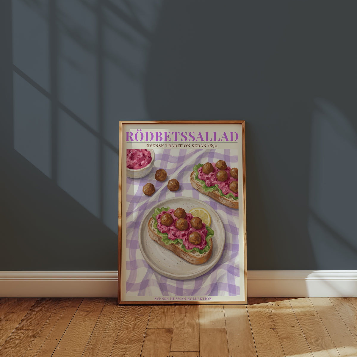 Rödbetssallad affisch i ljust vardagsrum – Bozetto