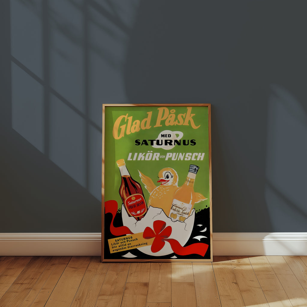 Glad Påsk Saturnus poster i modern miljö – Bozetto konsttryck i hög kvalitet