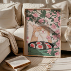 Sakura Sushi Cat poster på vägg i hemmiljö – Bozetto