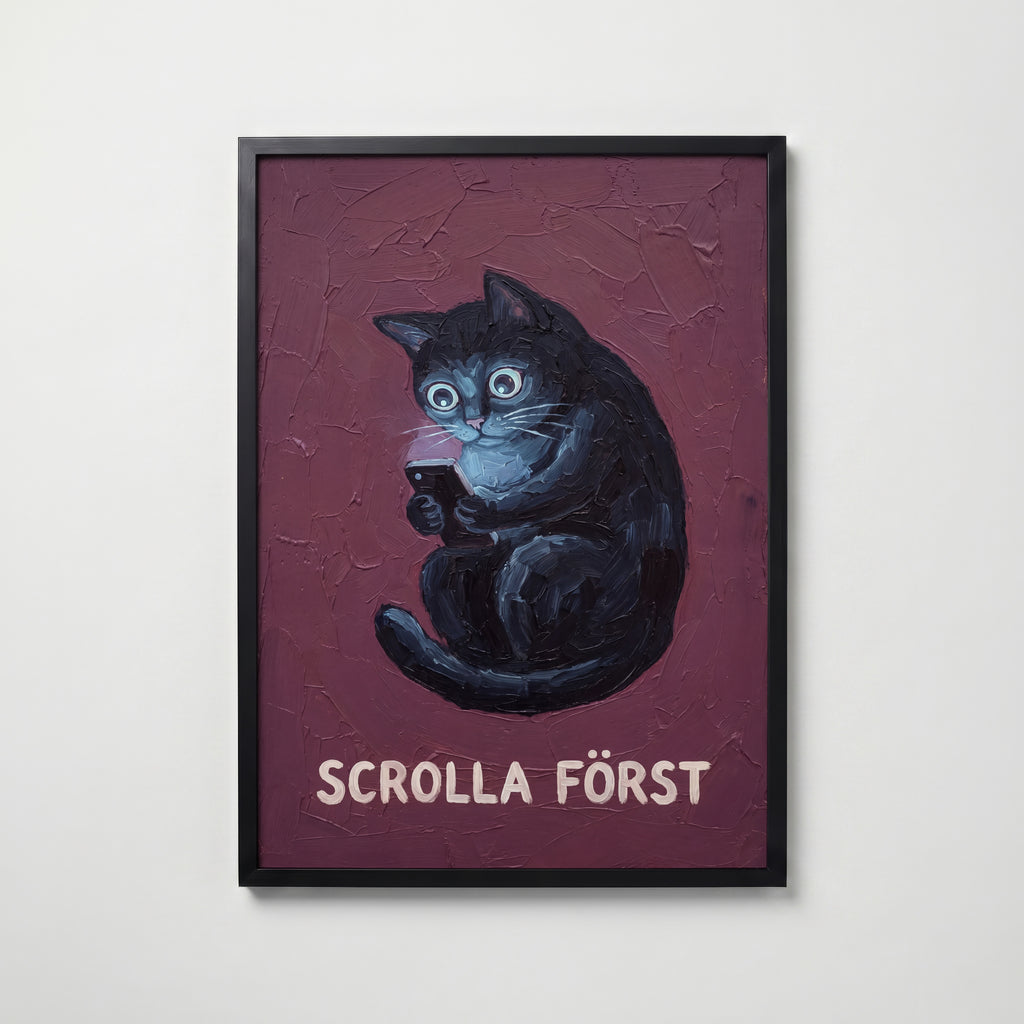 Scrolla Först Poster – svart ram