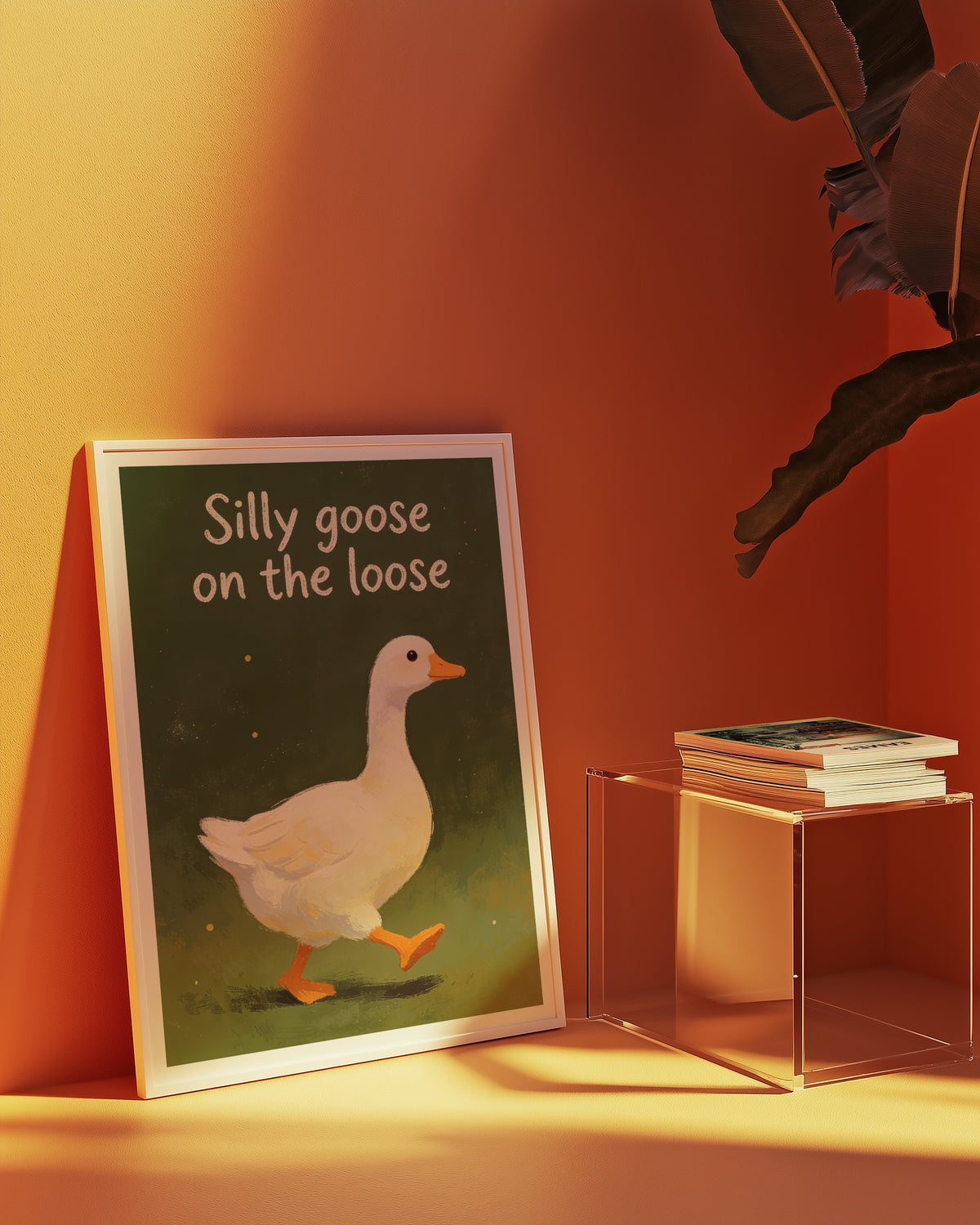 Silly Goose affisch i stilfull rumsmiljö – Bozetto poster i hög kvalitet