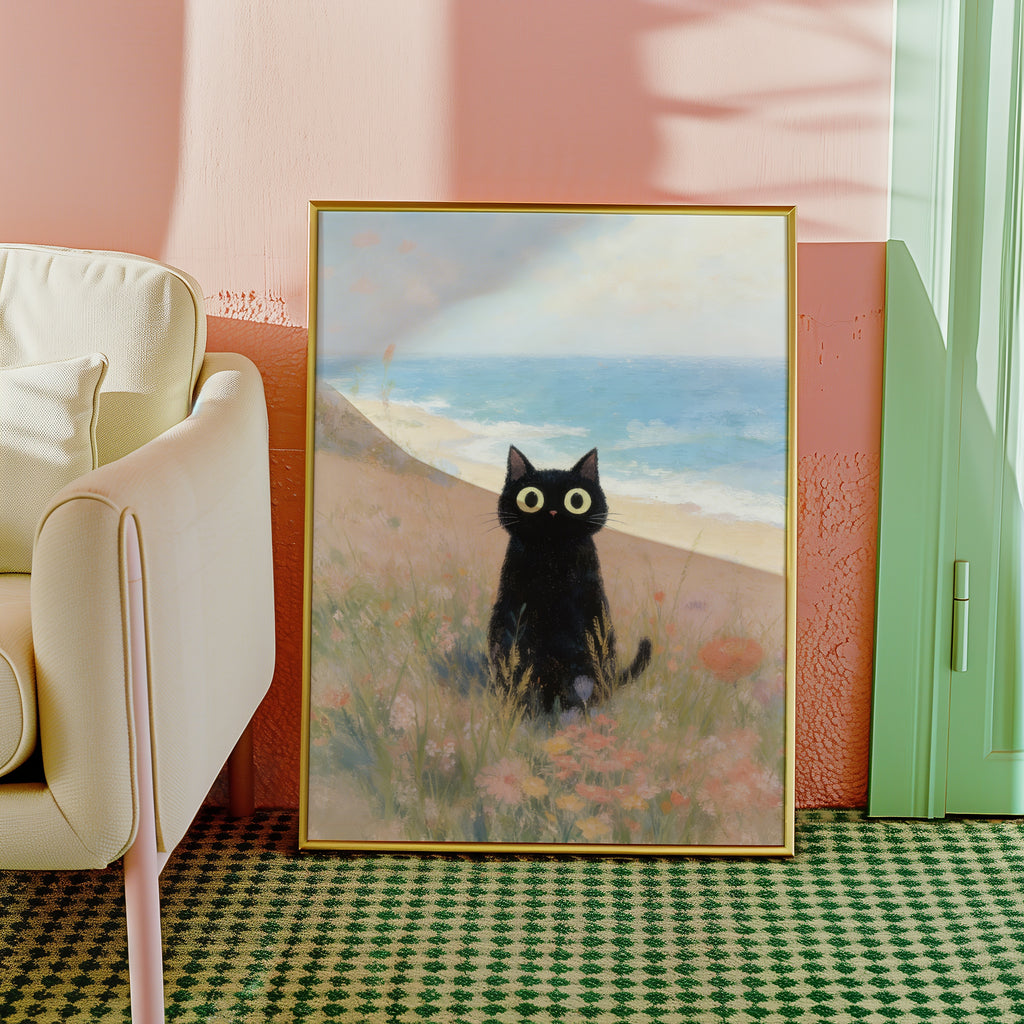 Seaside Meadow Cat Poster room view 3