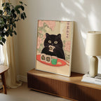 Sushi Cat poster i stilren inredning – konsttryck från Bozetto i hög kvalitet