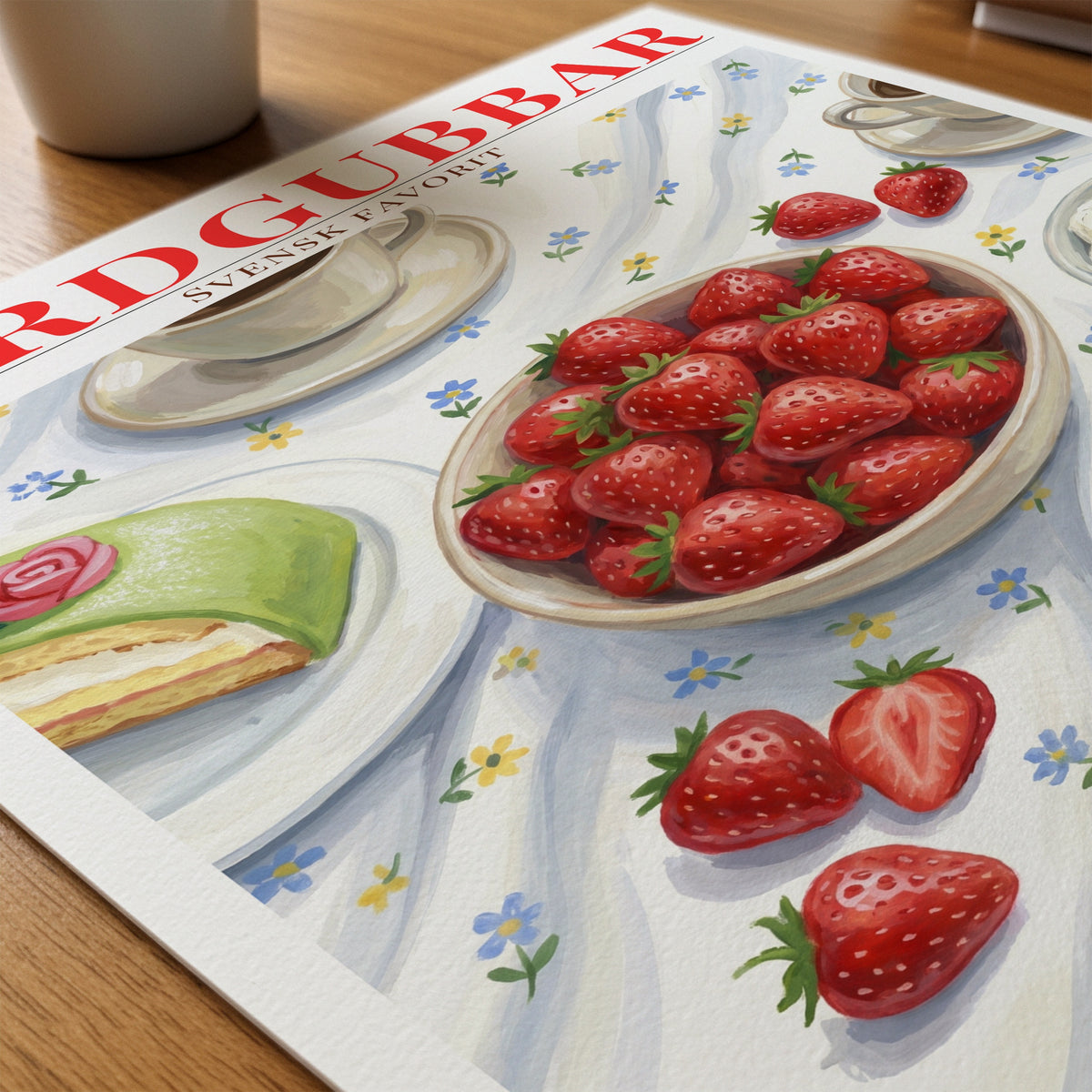 Svenska Jordgubbar Poster på skrivbord - Bozetto