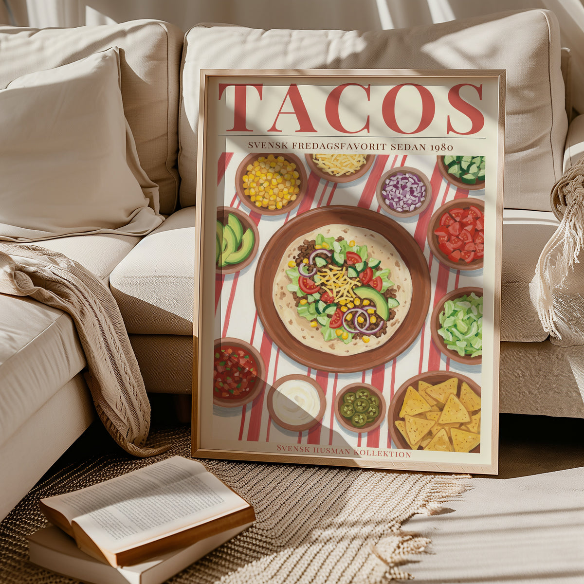 Tacos Fredag Poster i ram pa vagg i rum - Bozetto