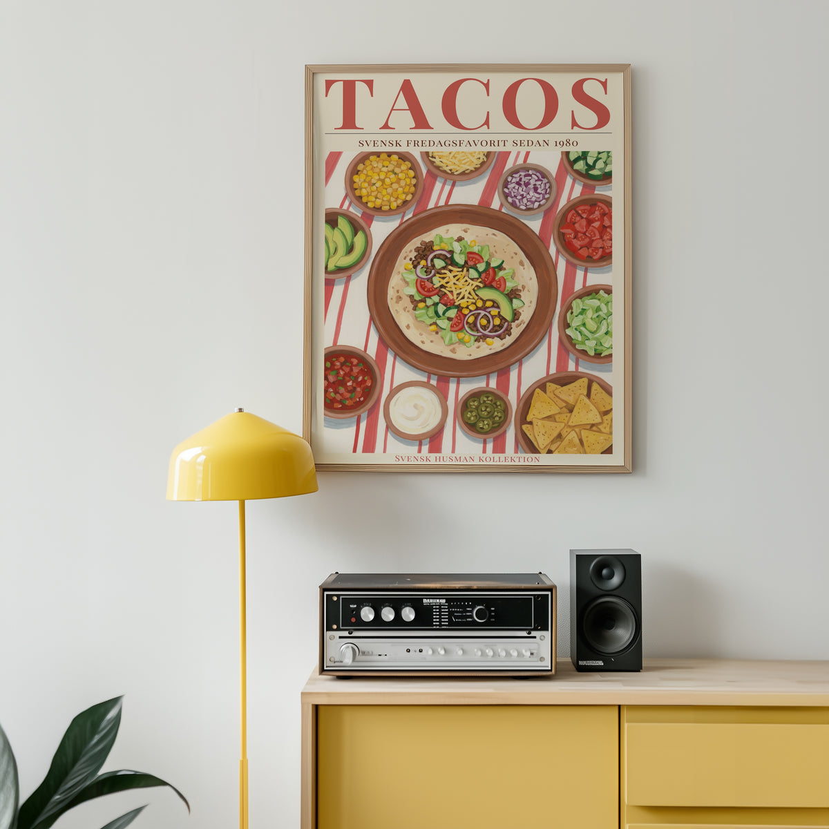 Tacos Fredag Poster i ram pa vagg i rum - Bozetto