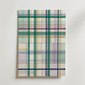 Threaded Grid Poster – fint linjerutnät i smaragd, marinblått, plommon och guld på elfenben som canvastavla, tryckt i Sverige