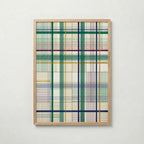 Threaded Grid Poster – fint linjerutnät i smaragd, marinblått, plommon och guld på elfenben i ekram, tryckt i Sverige