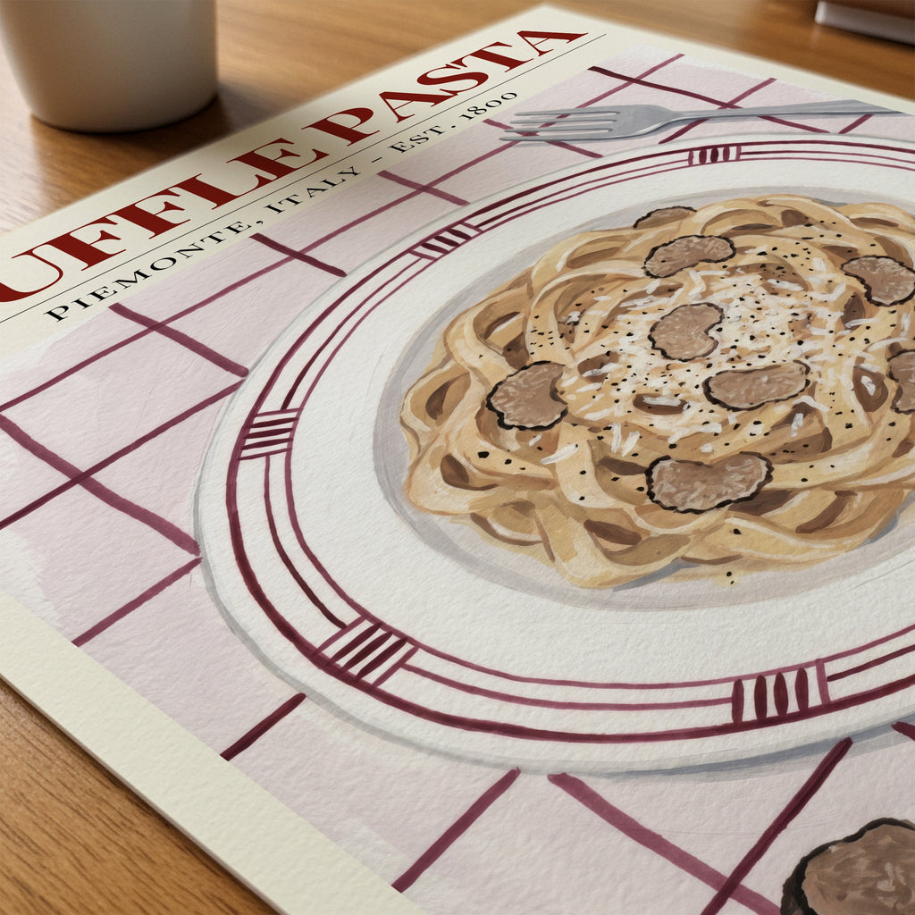 Truffle Pasta poster på skrivbord – Bozetto affisch i hög tryckkvalitet