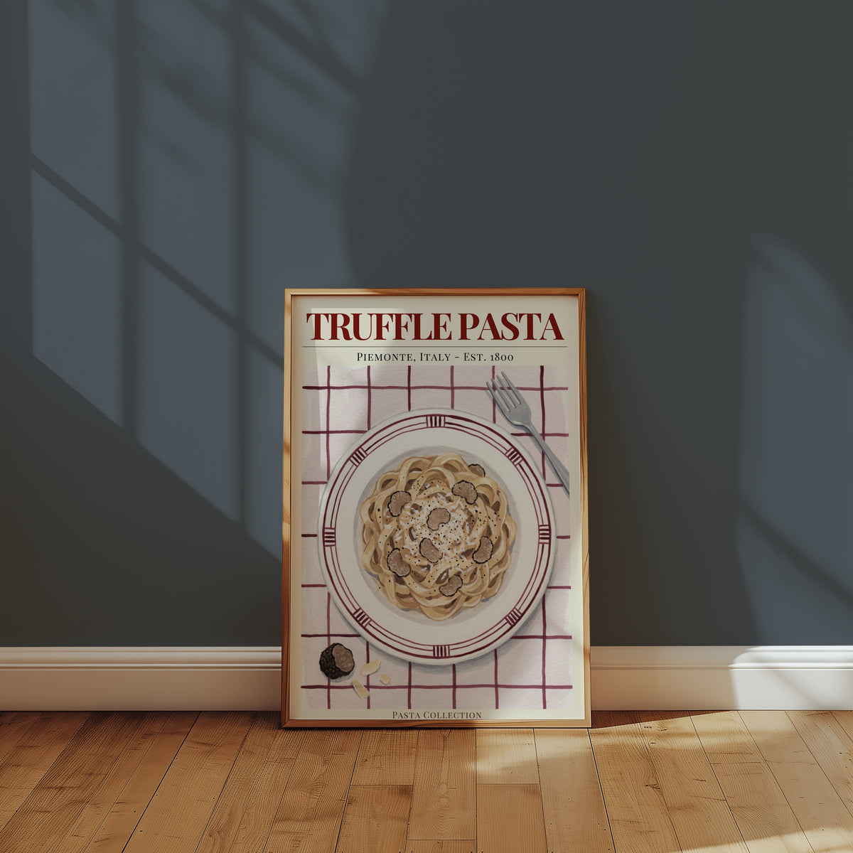 Truffle Pasta poster i inramad miljö på vägg – Bozetto konsttryck i hög kvalitet