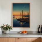 Twilight Harbour uppsatt i stilren interiör, poster från Bozetto