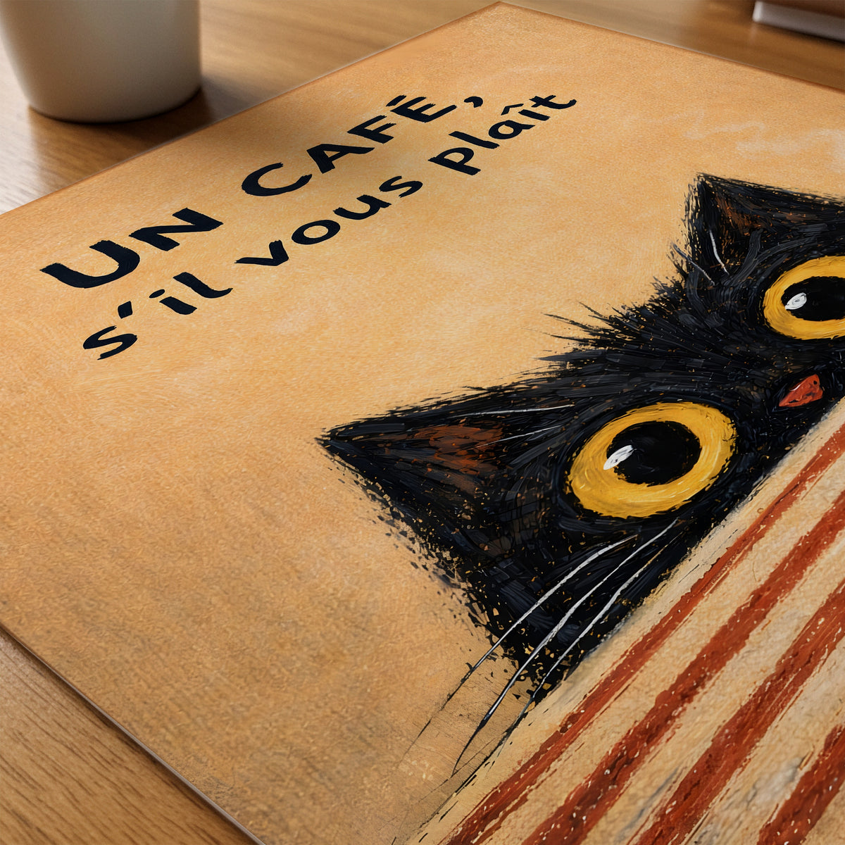 Un Café, Sil Vous Plaît Poster i ram på skrivbord - Bozetto