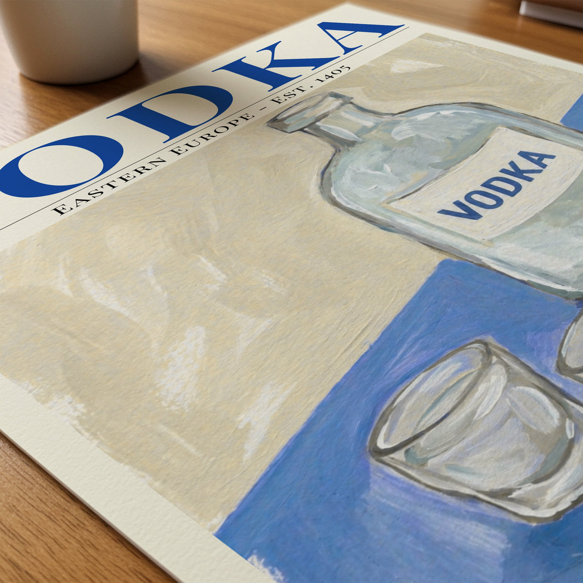 Vodka affisch på skrivbord – Bozetto poster på matt finpapper i hög tryckkvalitet
