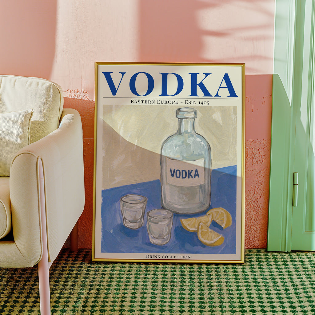 Vodka poster i stilrent hem med modern inredning – Bozetto i hög tryckkvalitet