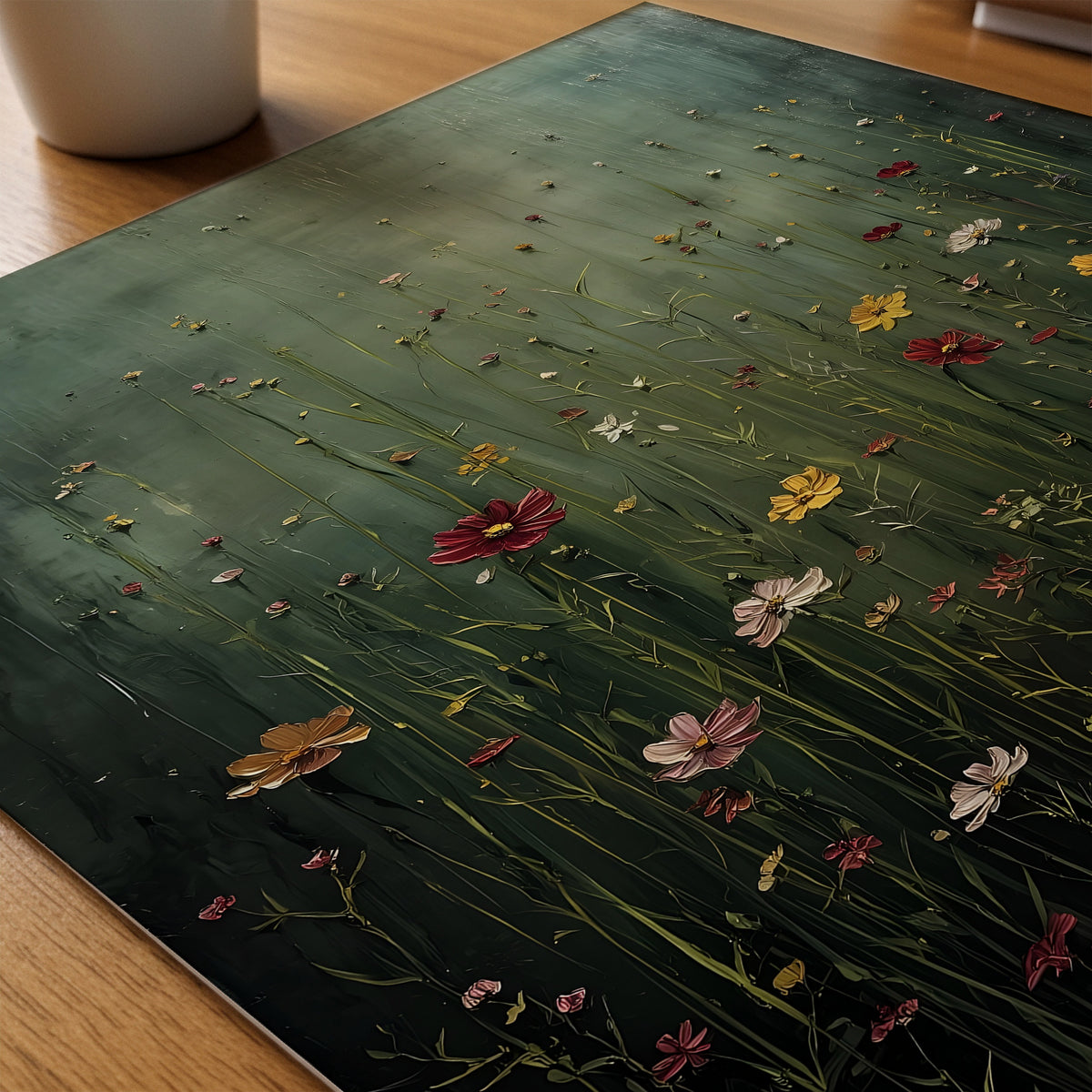 Whispering Meadow poster liggande på skrivbord – Bozetto paper on desk i hög tryckkvalitet