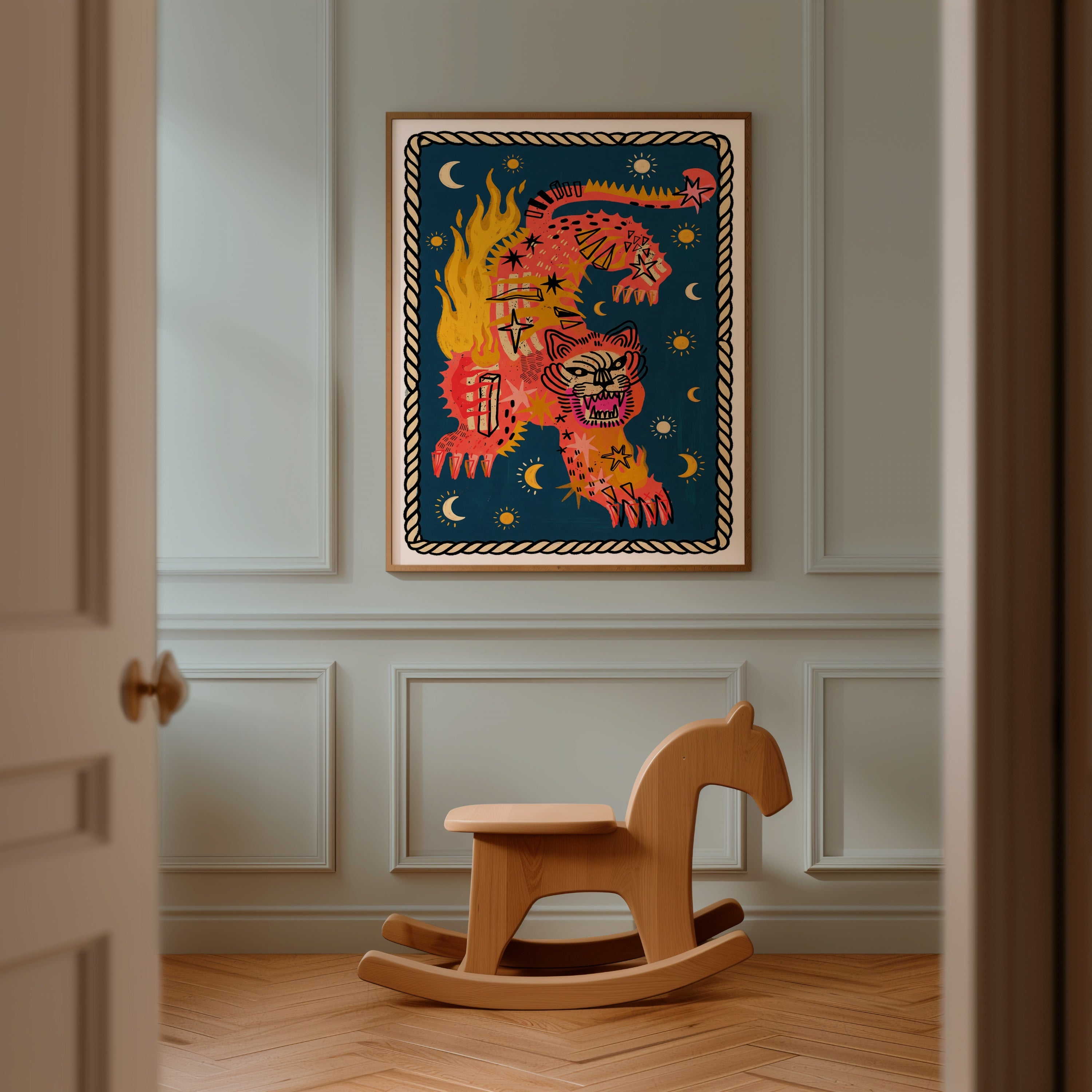 Wildflame Jaguar Poster – inramad jaguartavla i rum, fri frakt över 499 kr