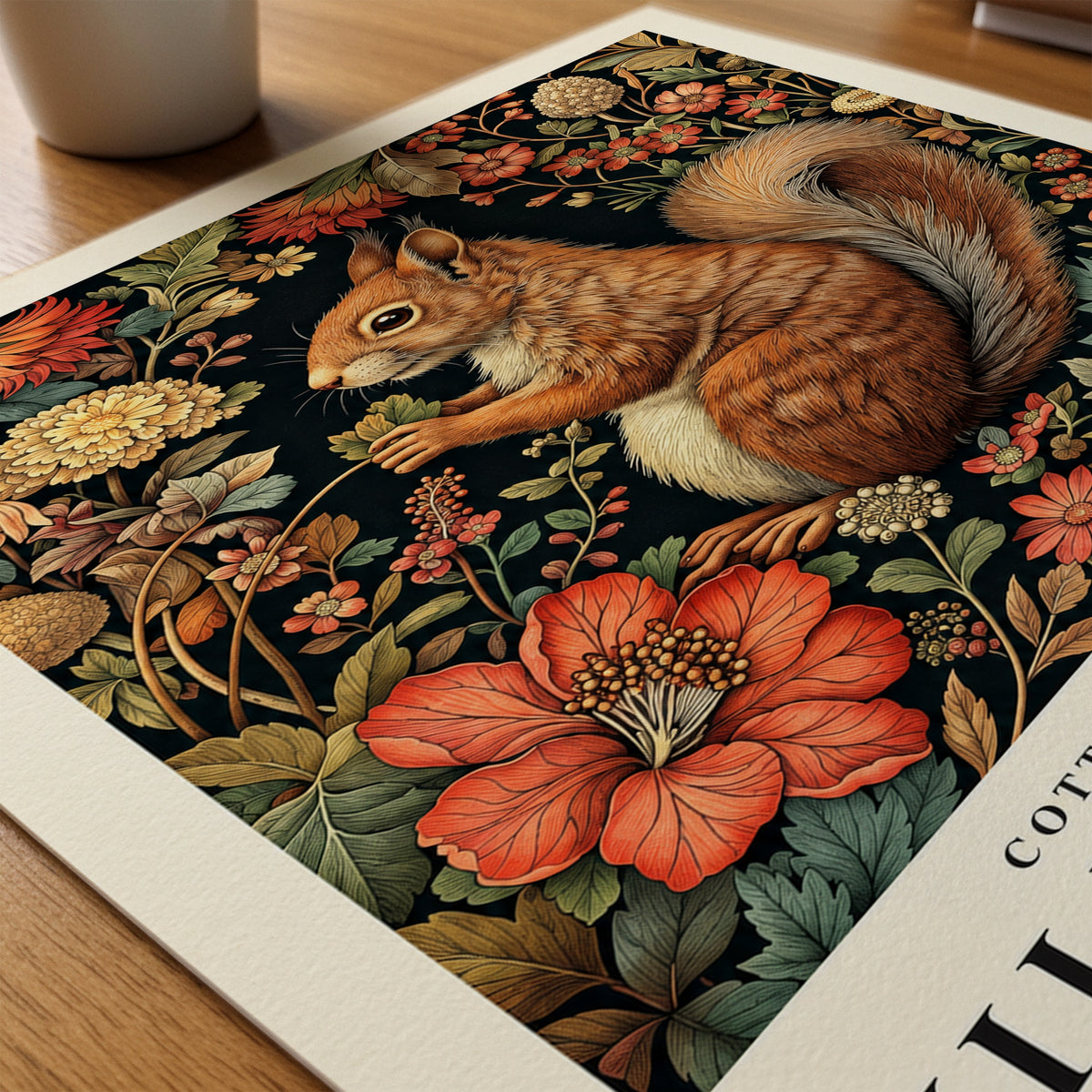 William Morris Squirrel Poster – närbild på papper