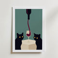 Wine & Cats Poster – med passepartout